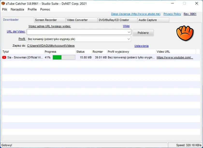 interfejs programu do pobierania filmów desktop