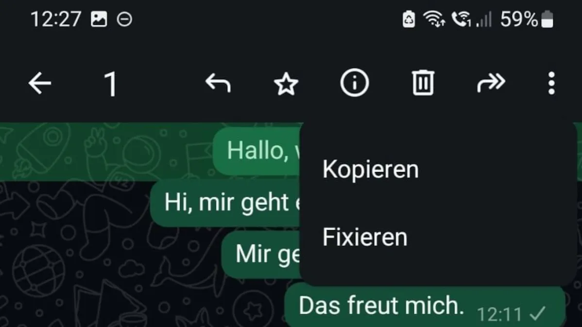 WhatsApp Nachricht kopieren und einfügen Screenshot