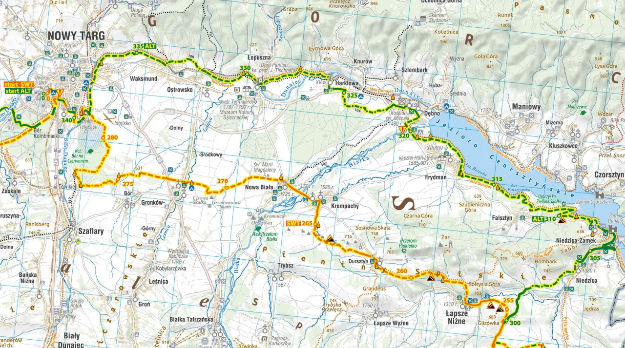 Mapa Szlak wok&oacute;ł Tatr przebieg trasy