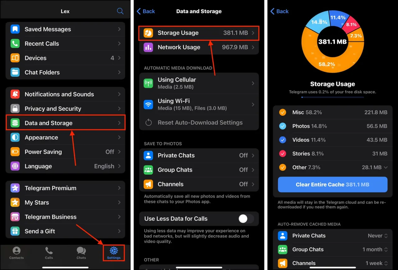 Miejsce na iPhone'ie ustawienia