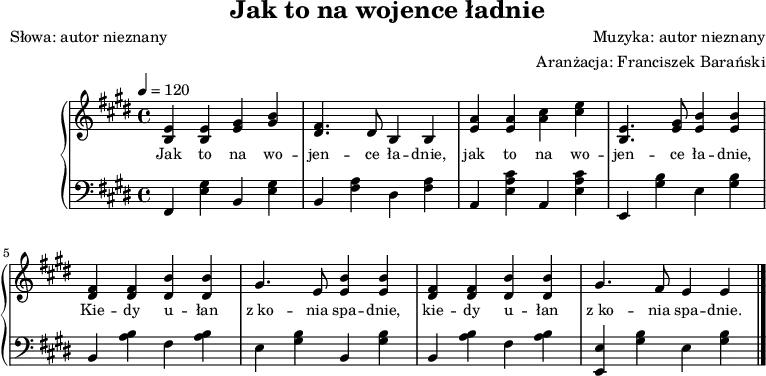 Nuty pianino Jak to na wojence ładnie