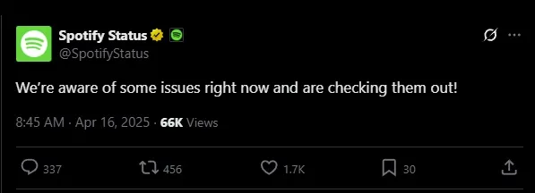 Spotify status downdetector twitter