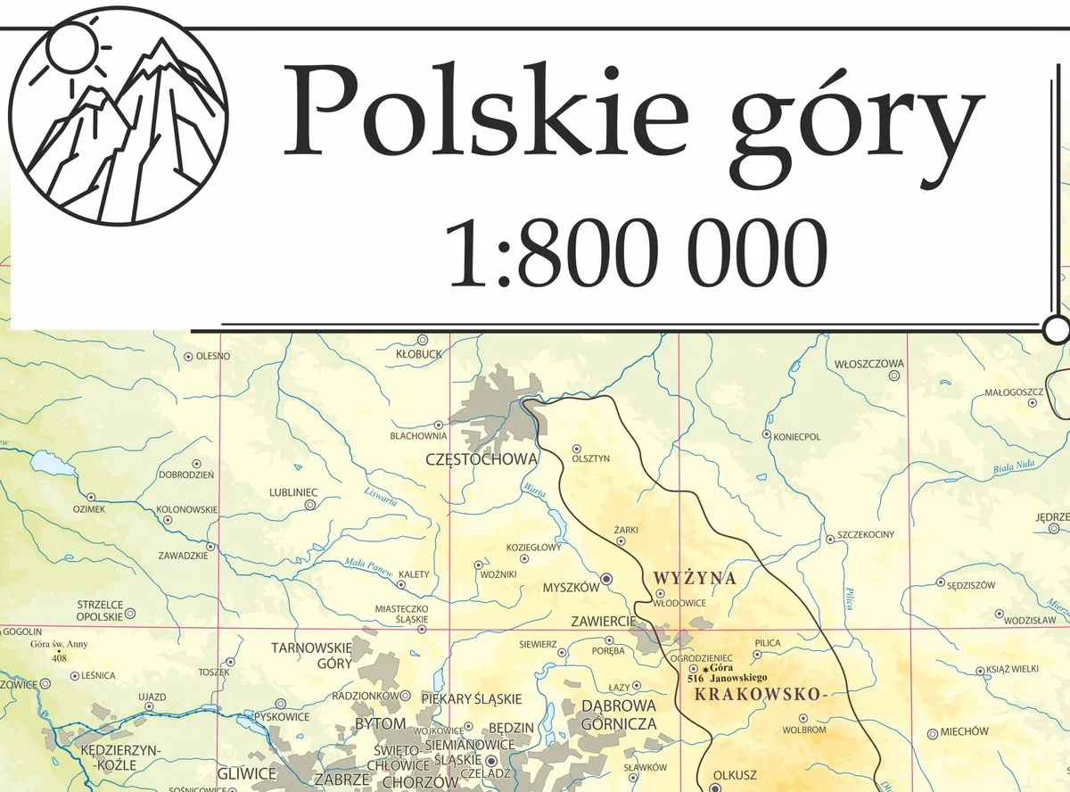 Mapa Polski z zaznaczonymi regionami górskimi