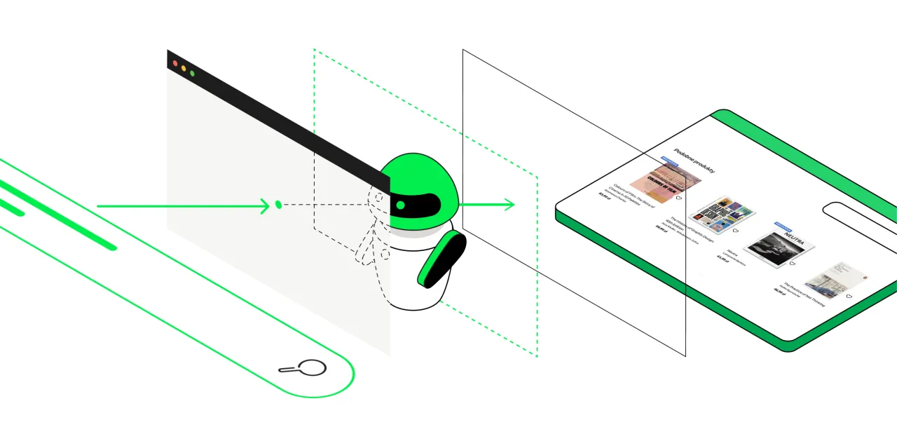 Robot analizuje dane, by poprawić semantyczne SEO i wyświetlić trafne produkty na ekranie.