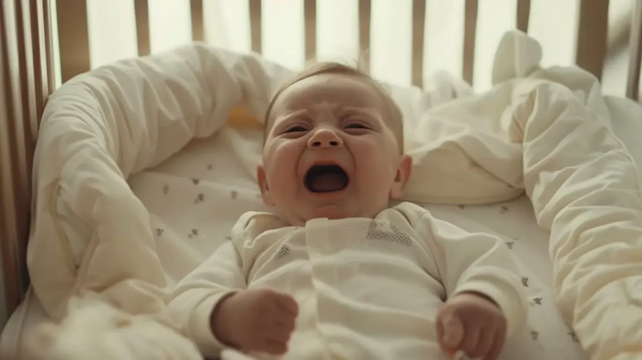 niemowlę 8 tygodni płaczące na rękach rodzica