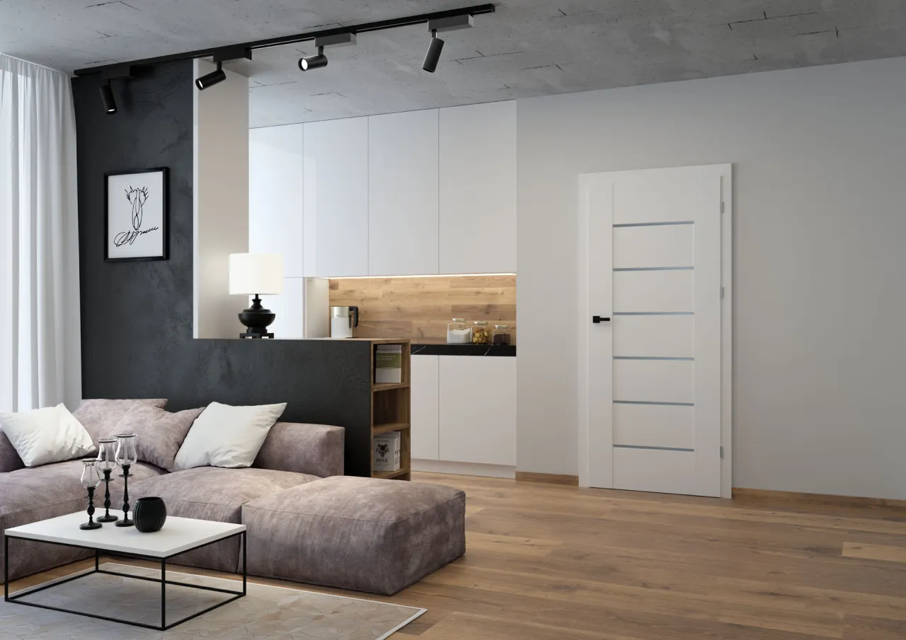 białe drzwi z różnymi klamkami inspiracje