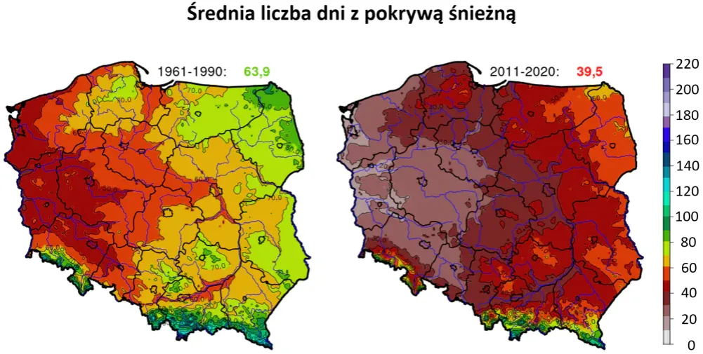 Mapa klimatyczna Polski z regionami