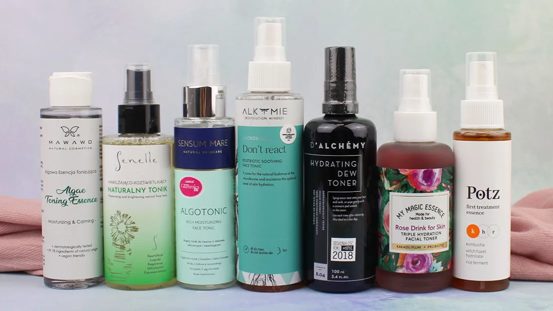 różne rodzaje toników do twarzy