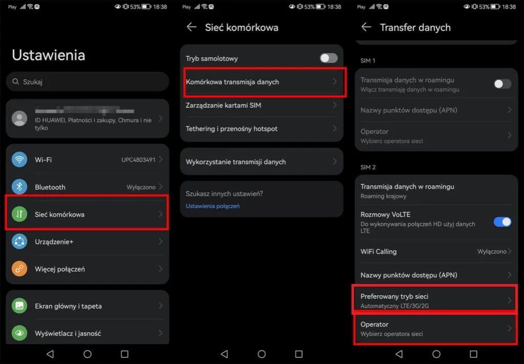 telefon z komunikatem nie zarejestrowano w sieci lub brak zasięgu