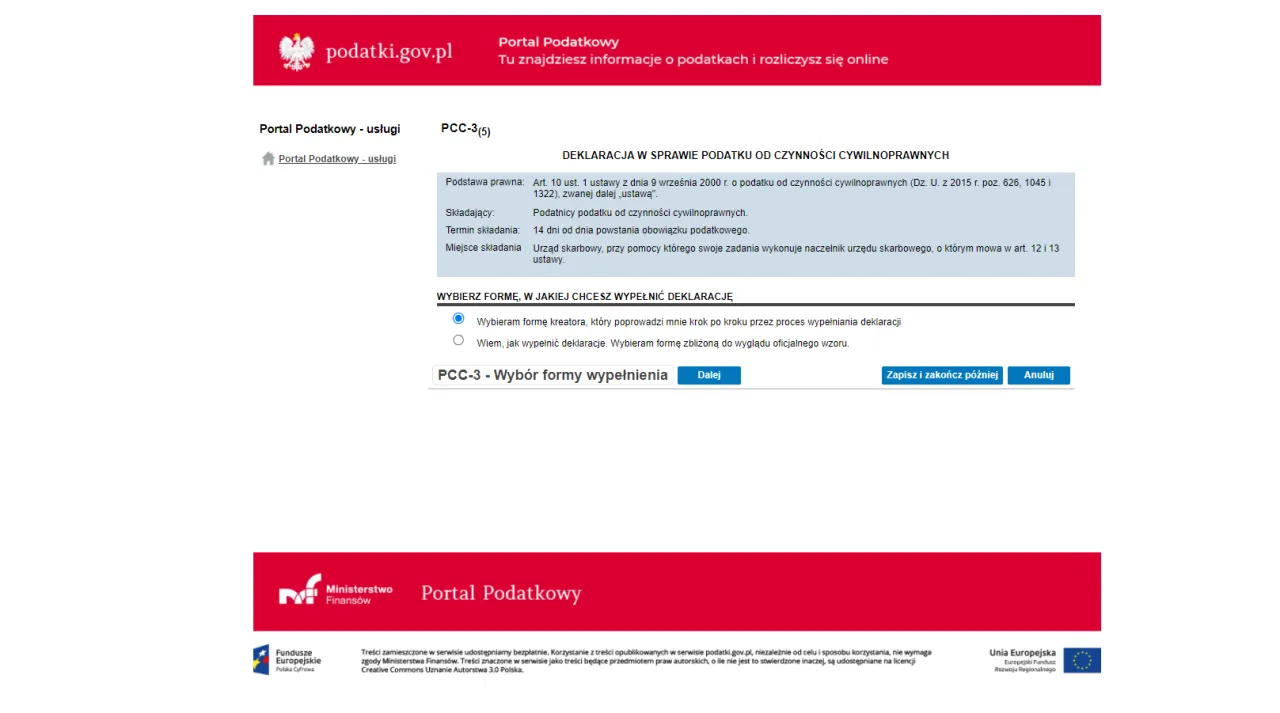 Deklaracja PCC-3 przykład wypełnienia