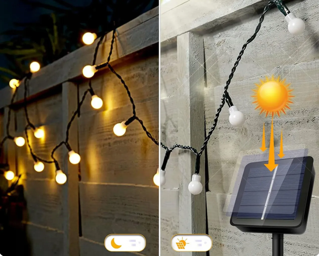 nastrojowe oświetlenie balkonu girlandy solarne