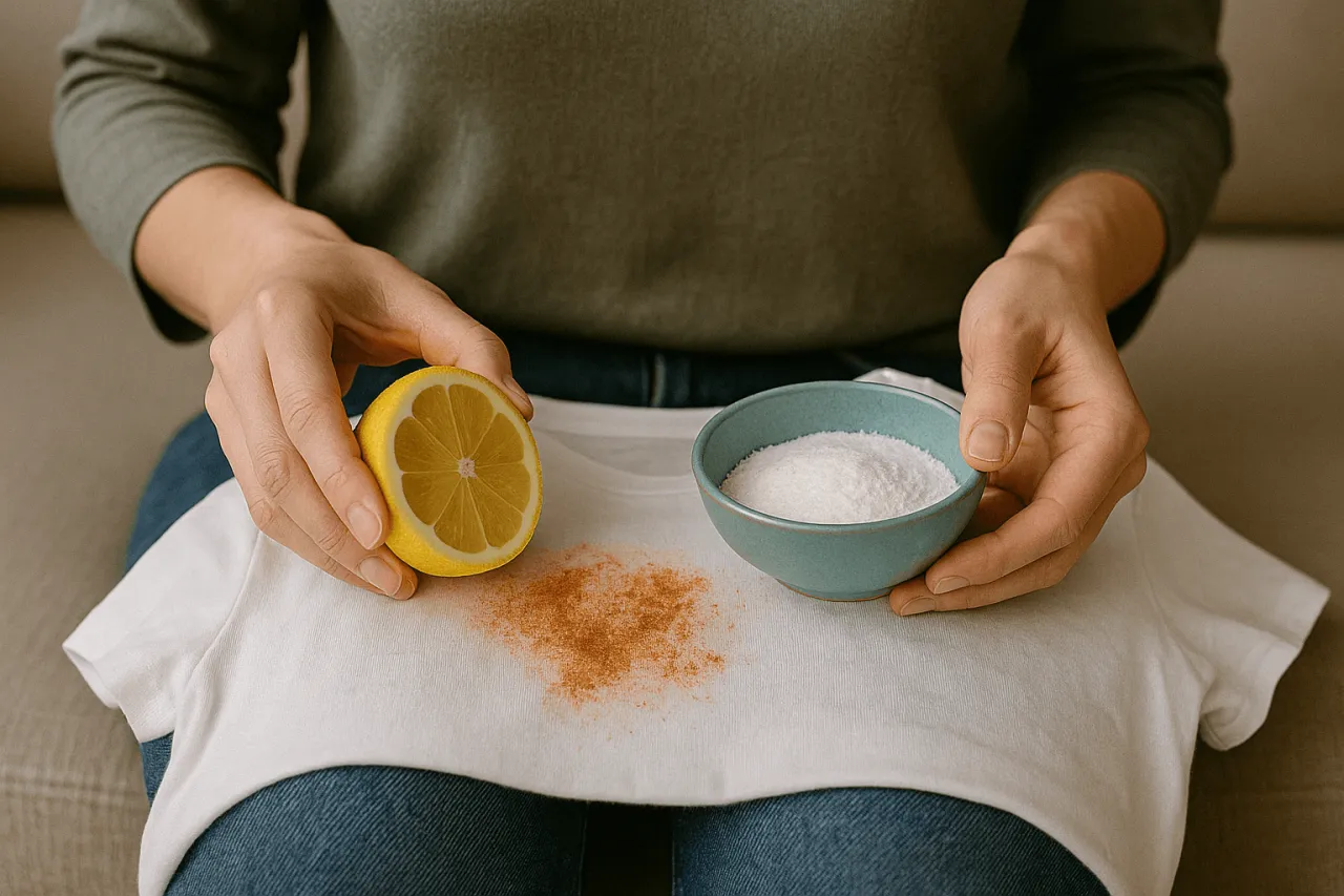 domowe sposoby usuwanie rdzy z ubrań cytryna s&oacute;l soda
