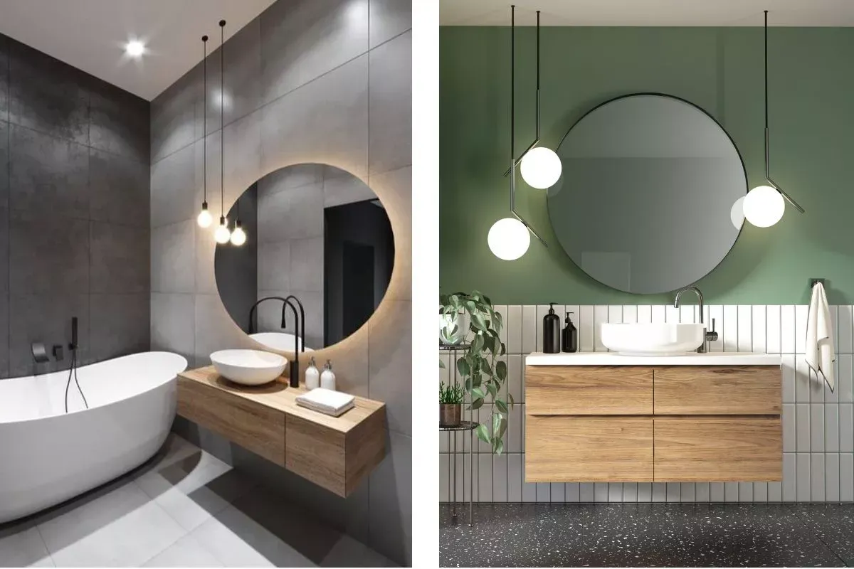 Łazienka oświetlenie sufitowe cienie na twarzy