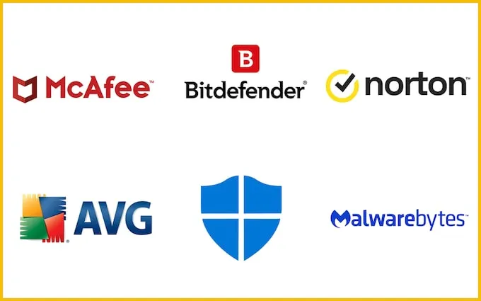 Ikony programów antywirusowych Avast AVG Norton ESET Bitdefender McAfee Kaspersky