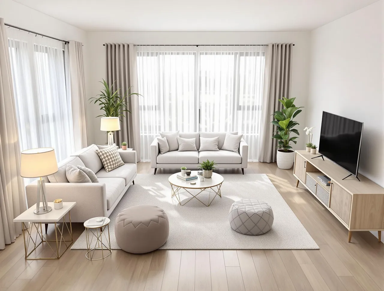 Salon z przemyślanym układem mebli