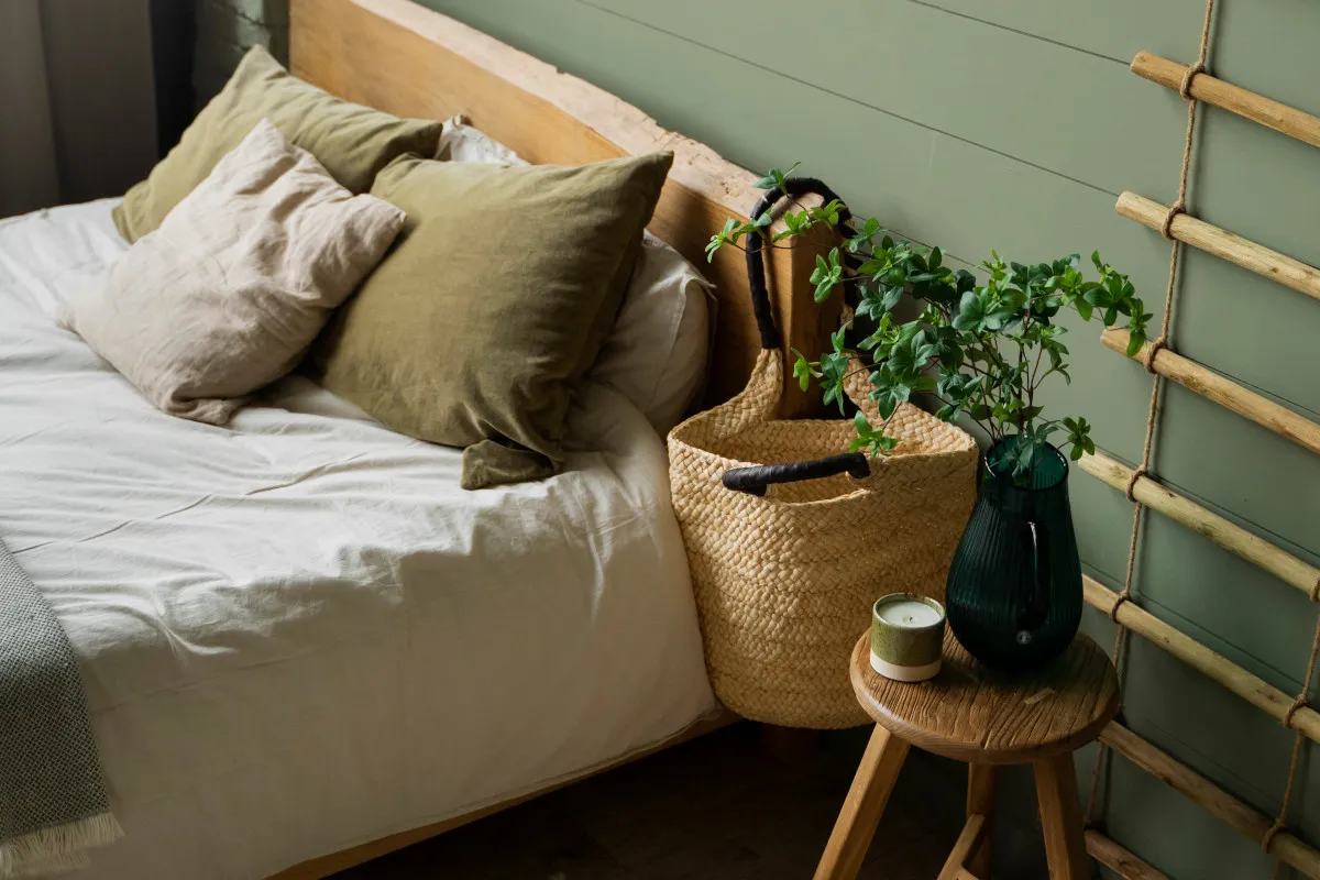 półki wiszące zamiast szafki nocnej