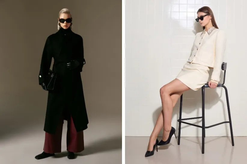 Stylizacje z pionowymi liniami i monochromatyczne