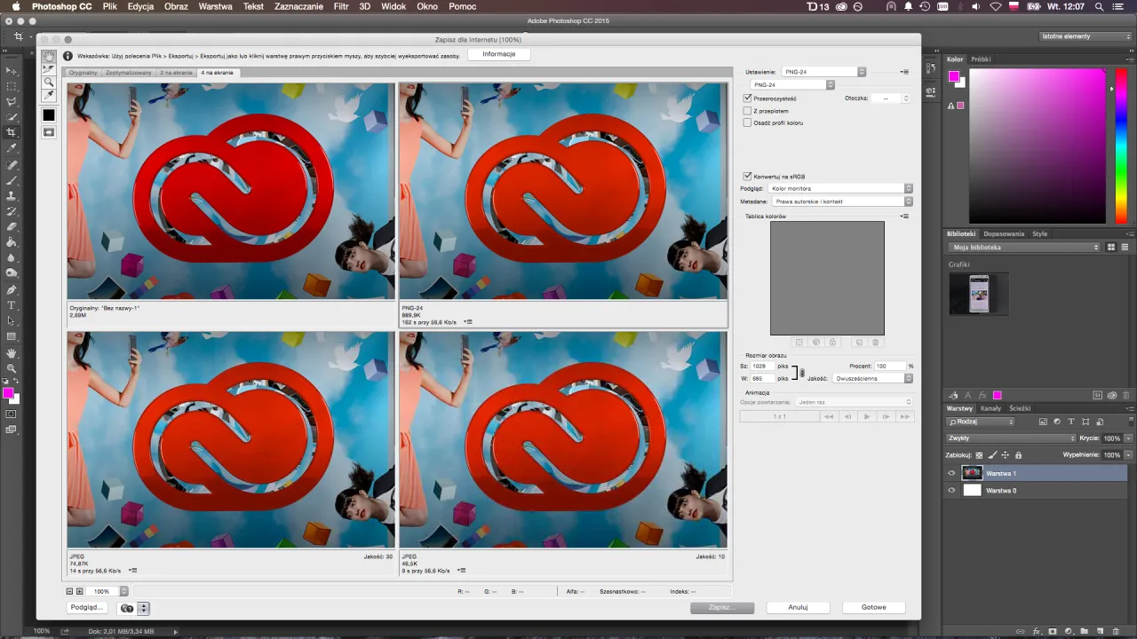 Photoshop eksportuj jako vs zapisz dla internetu