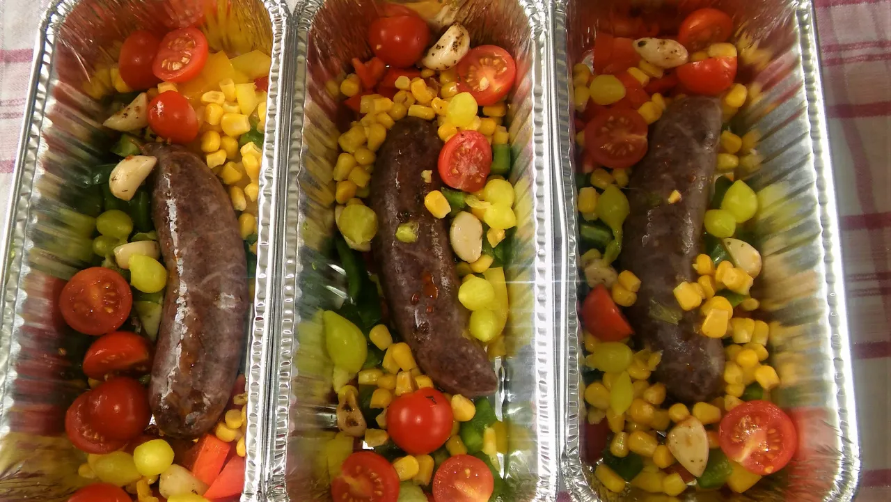 kaszanka z warzywami grillowana