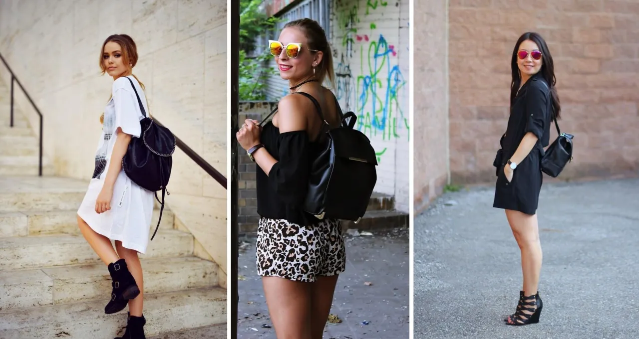 Stylizacje z małym plecakiem workiem