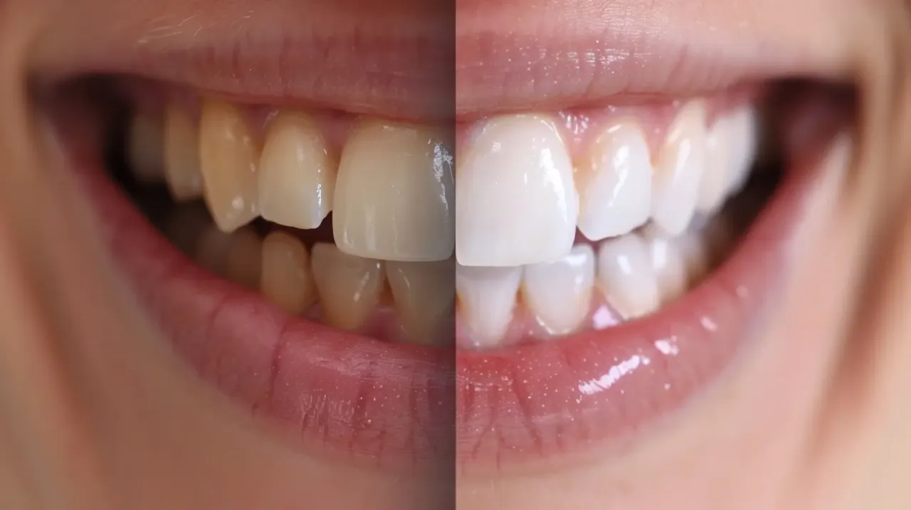 por&oacute;wnanie efekt&oacute;w profesjonalnego wybielania zęb&oacute;w i domowych metod