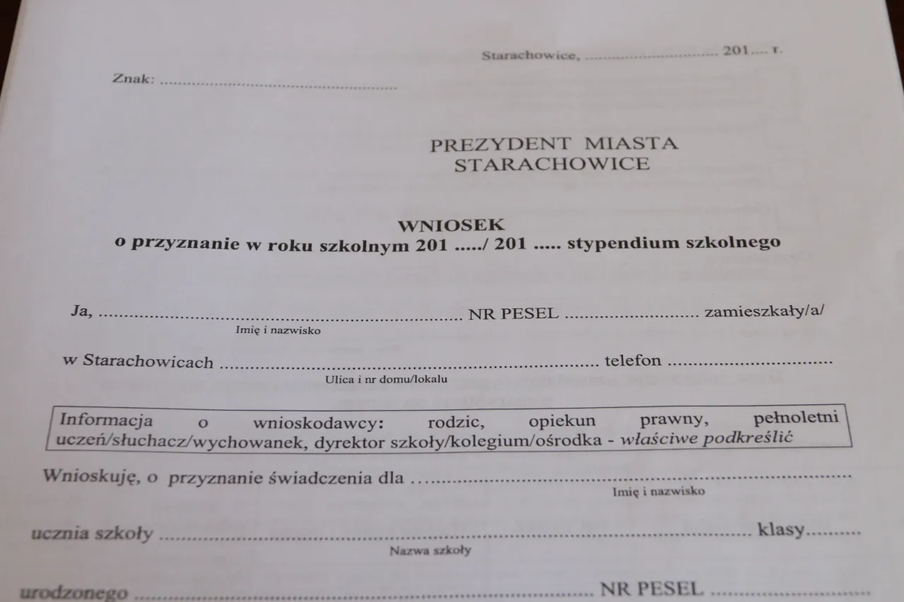Wzór wniosku o stypendium szkolne