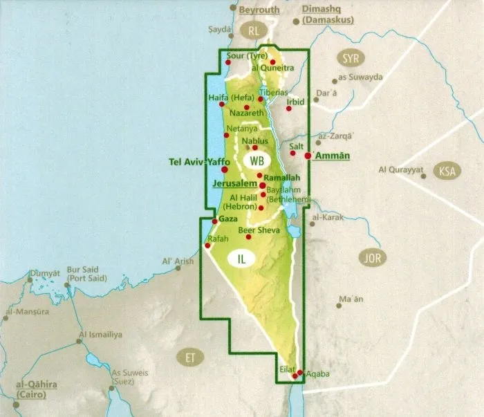 mapa bezpieczeństwa Izraela dla turyst&oacute;w
