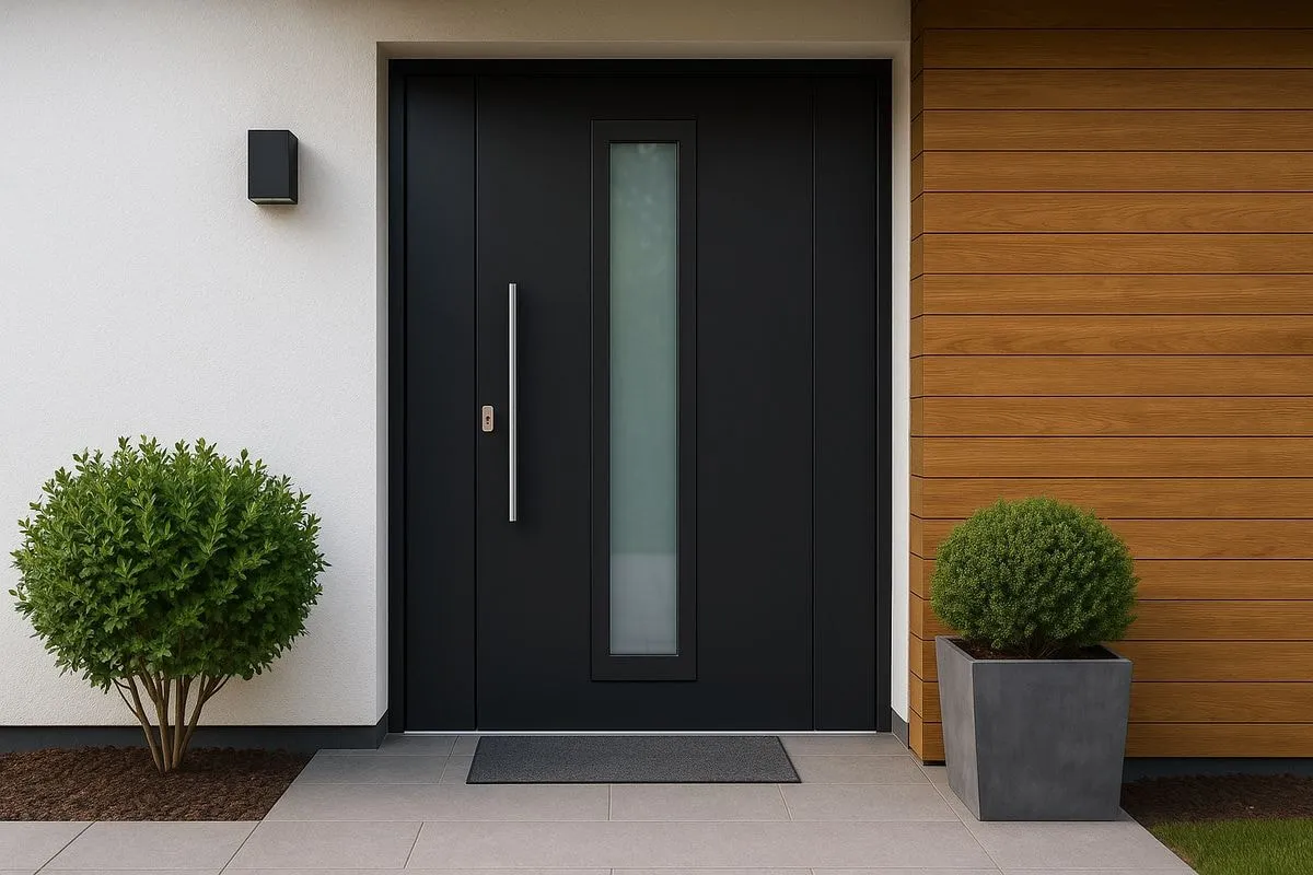 Nowoczesny dom energooszczędny drzwi wejściowe