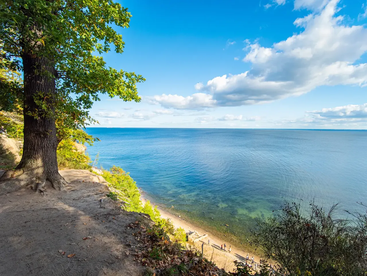 Plaże i klify Zatoki Gdańskiej z widokiem na morze