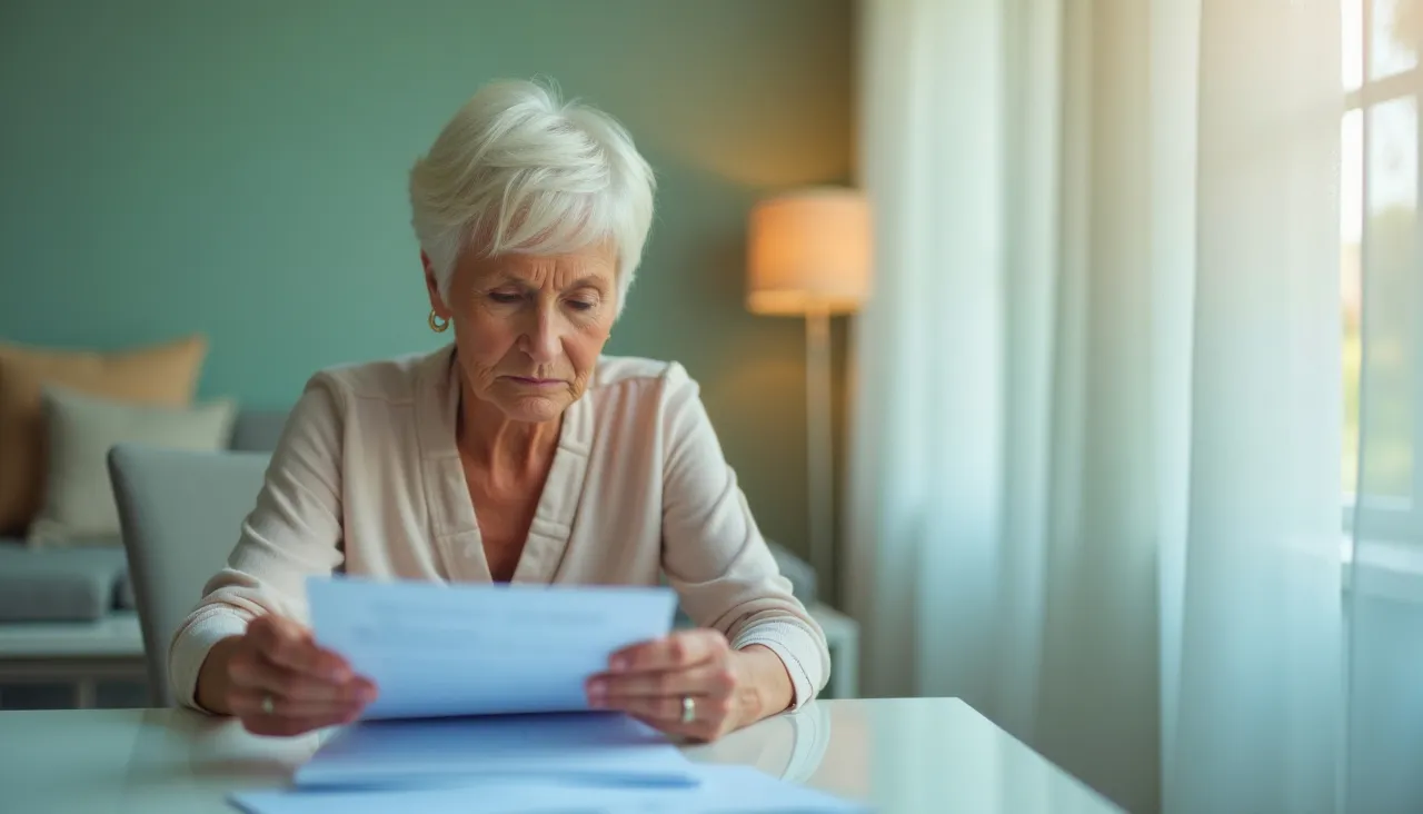 Osoba starsza z opiekunem wypełniająca dokumenty