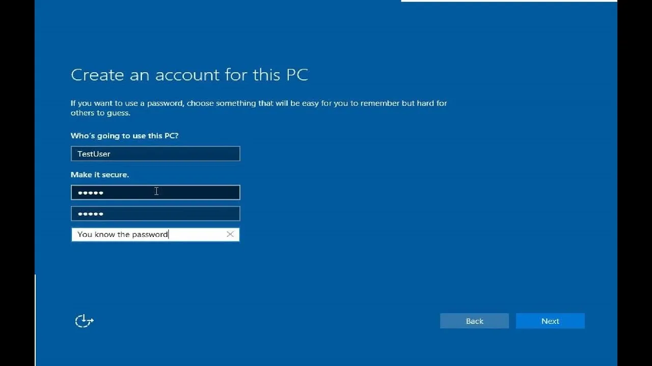 ekran pierwszej konfiguracji laptopa windows