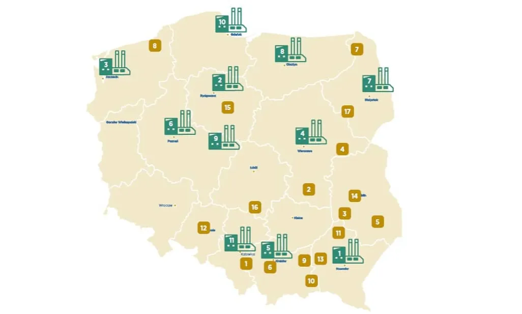 Mapa instalacji termicznego przekształcania odpadów w Polsce