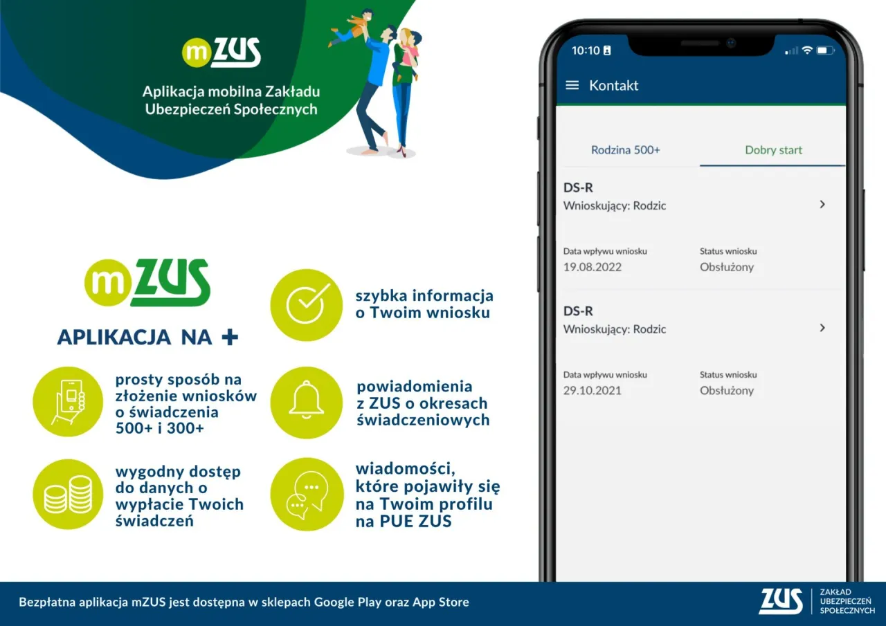 Jak złożyć wniosek 800 plus online, aplikacja mZUS, PUE ZUS wniosek