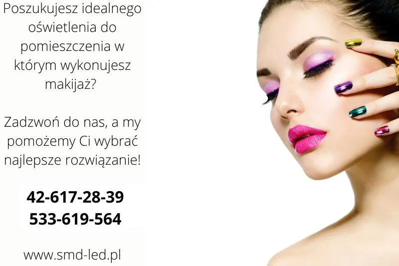 parametry światła do makijażu infografika