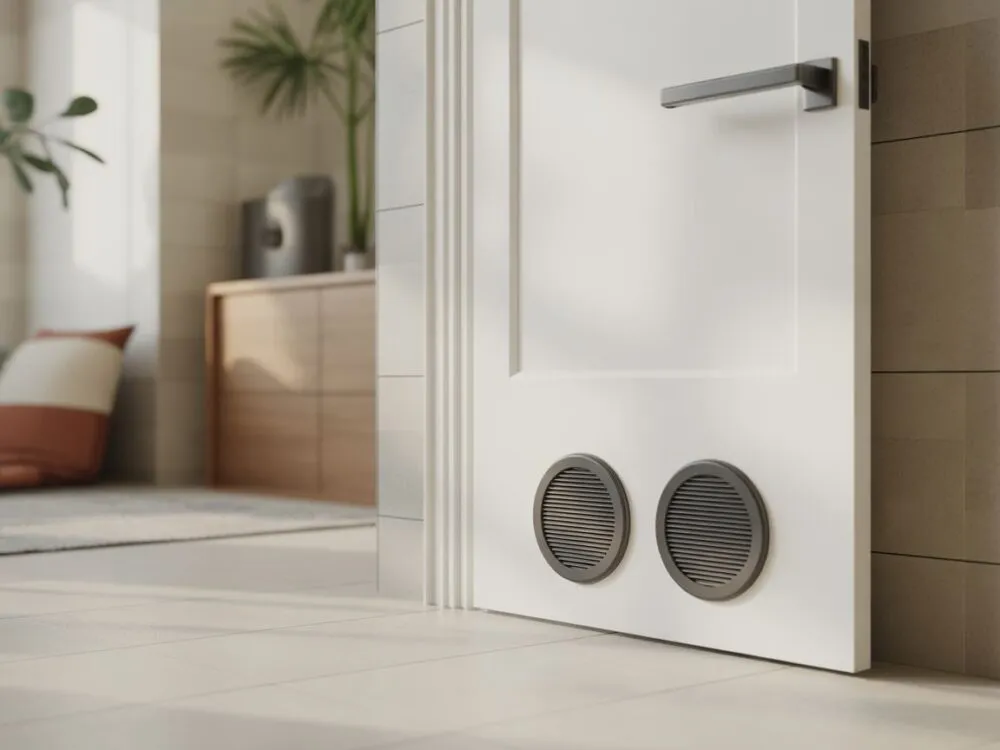 wentylacja w drzwiach łazienkowych, kratka wentylacyjna drzwi, tuleje wentylacyjne drzwi