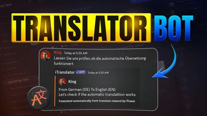 Discord translator bot in action showing original and translated message