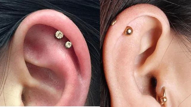 r&oacute;żnice płatek ucha a chrząstka piercing