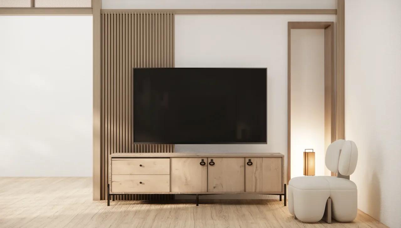 panel telewizyjny z ukrytymi kablami