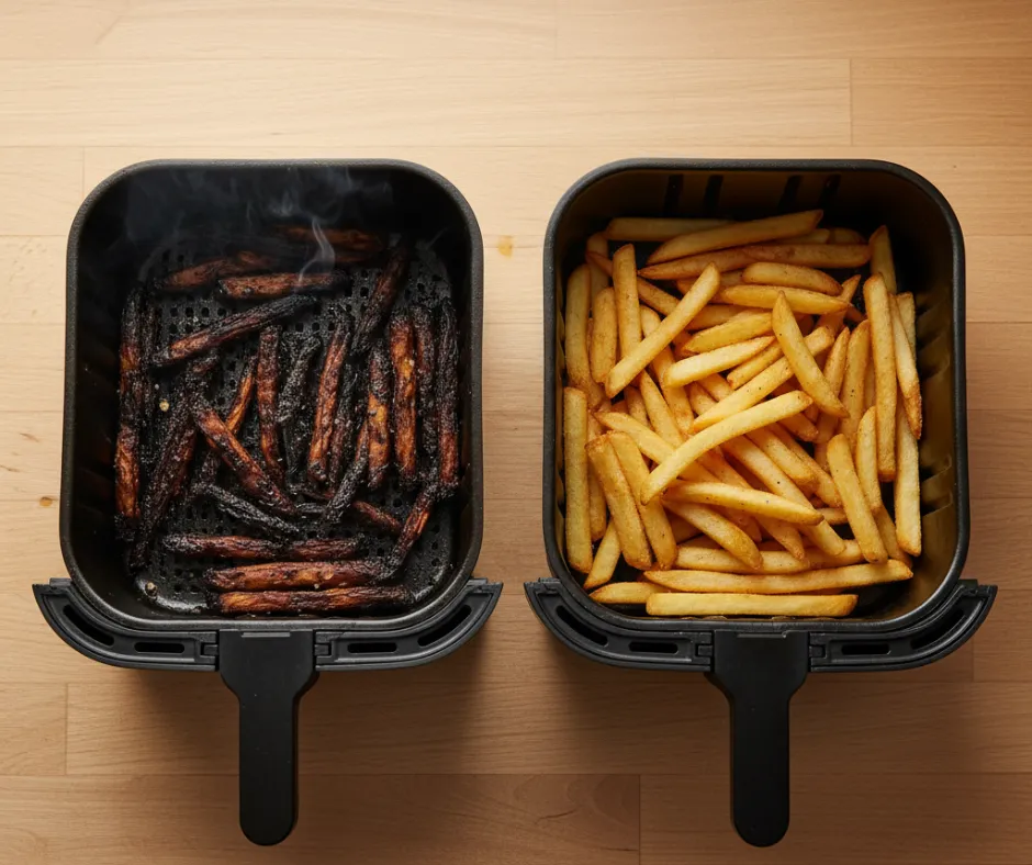 najczęstsze błędy frytki beztłuszczowe infografika