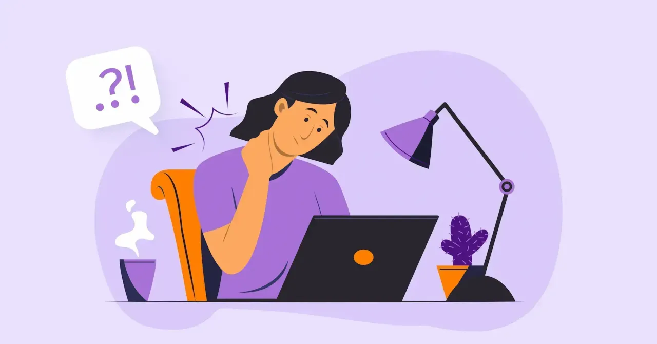 Osoba robiąca przerwę od komputera, patrząca w dal lub wykonująca ćwiczenia relaksacyjne