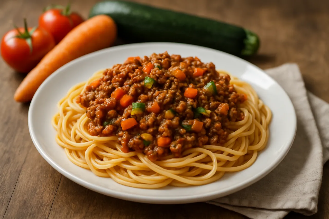 spaghetti bolognese z ukrytymi warzywami dla dzieci