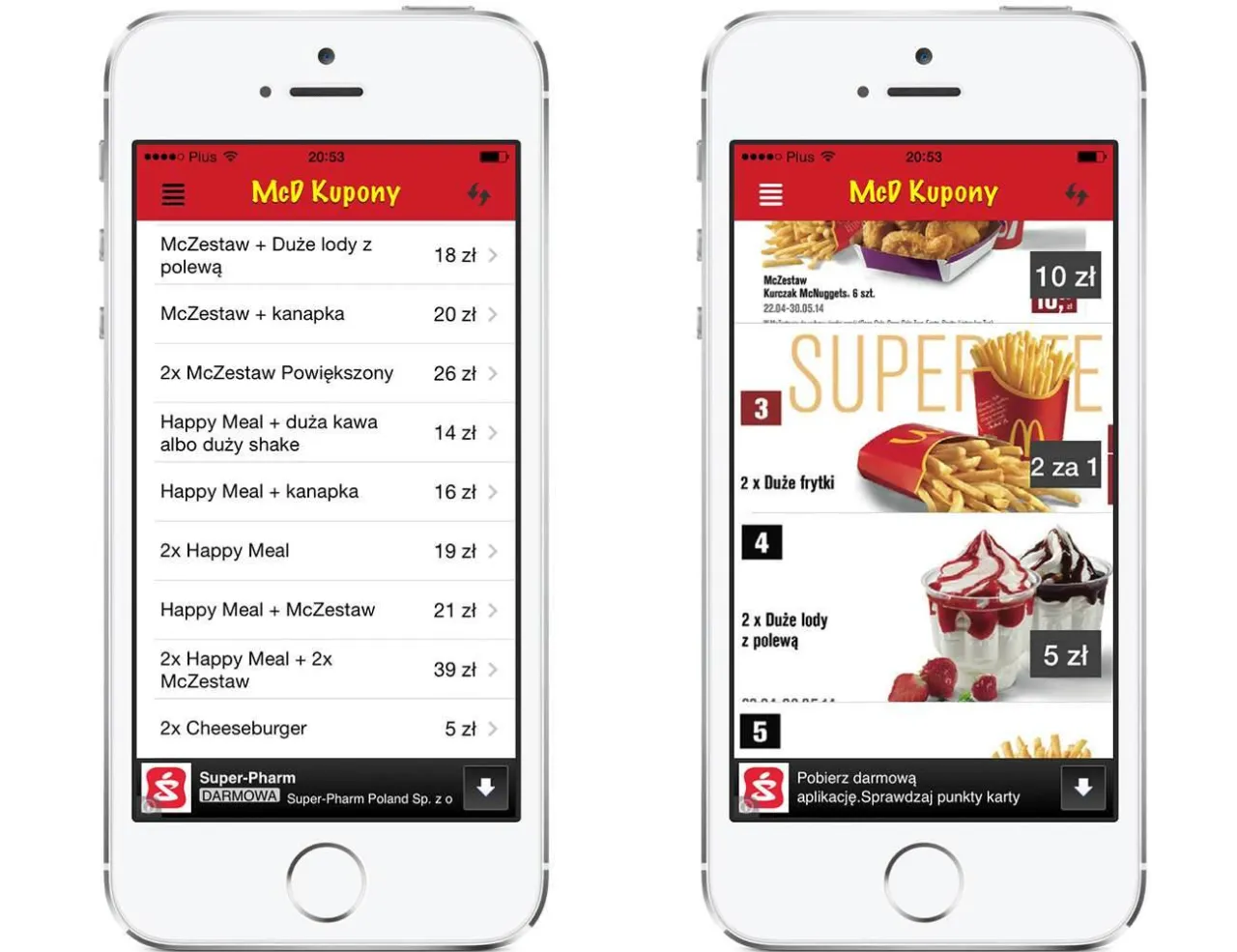 Aplikacja McDonald's kupony