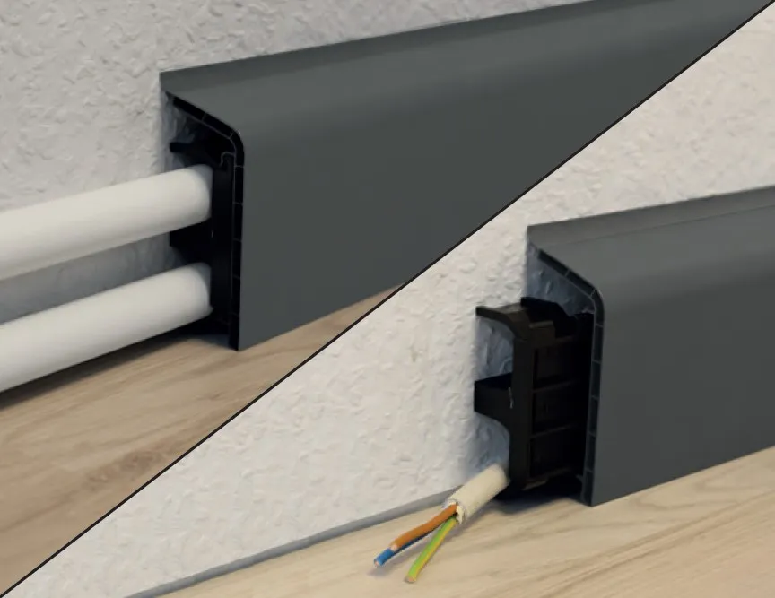 przed i po ukryciu rur CO listwami maskującymi