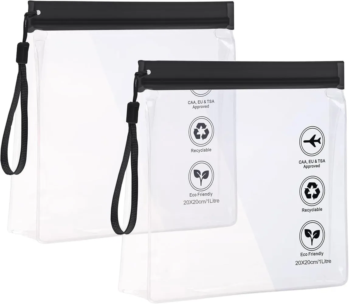 sac plastique transparent avec des liquides de 100ml pour contrôle de sécurité aéroport