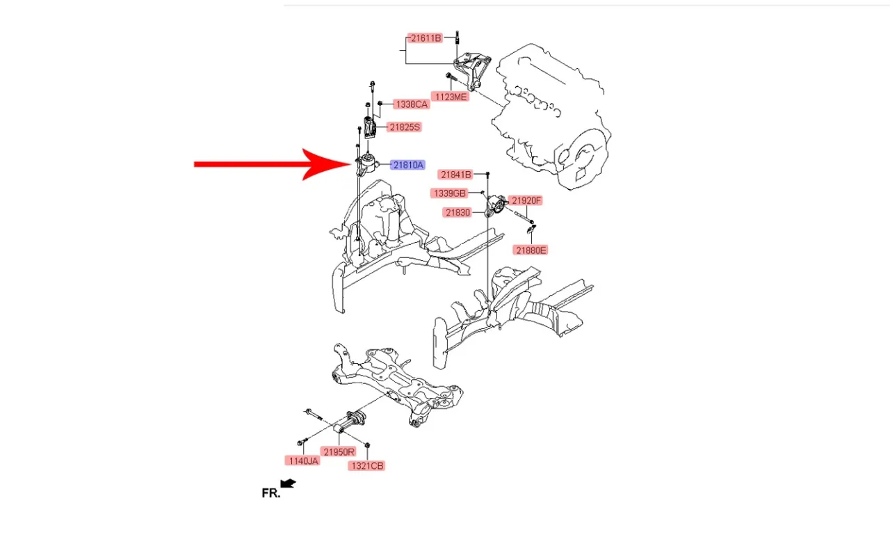 poduszka silnika schemat lokalizacji