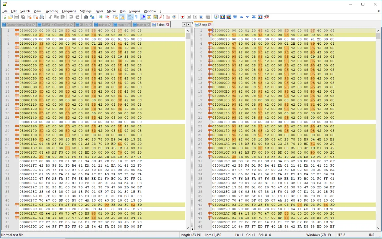 Interfejs edytora heksadecymalnego HxD