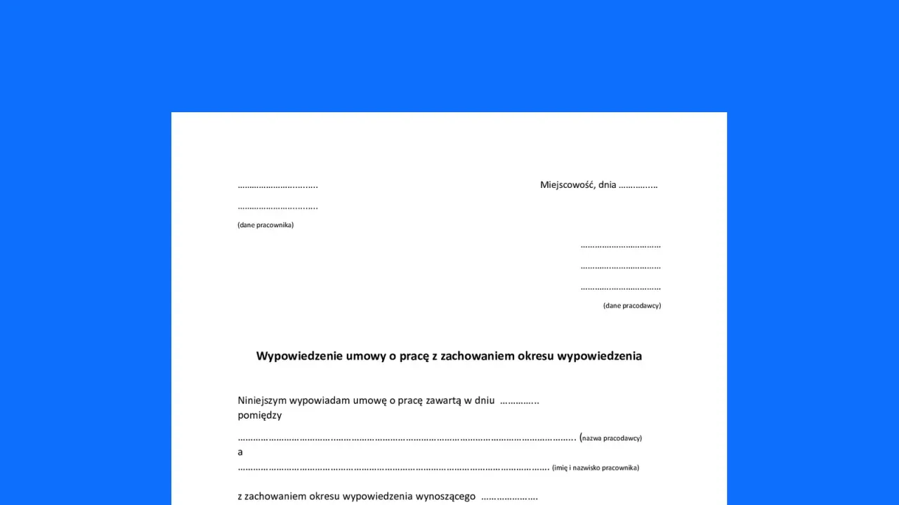 wz&oacute;r wypowiedzenia umowy o pracę z powodu redukcji