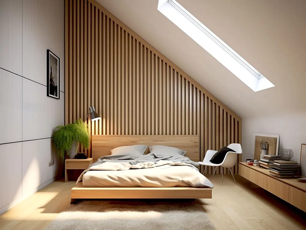 Poddasze z panelami lamelowymi na skosach