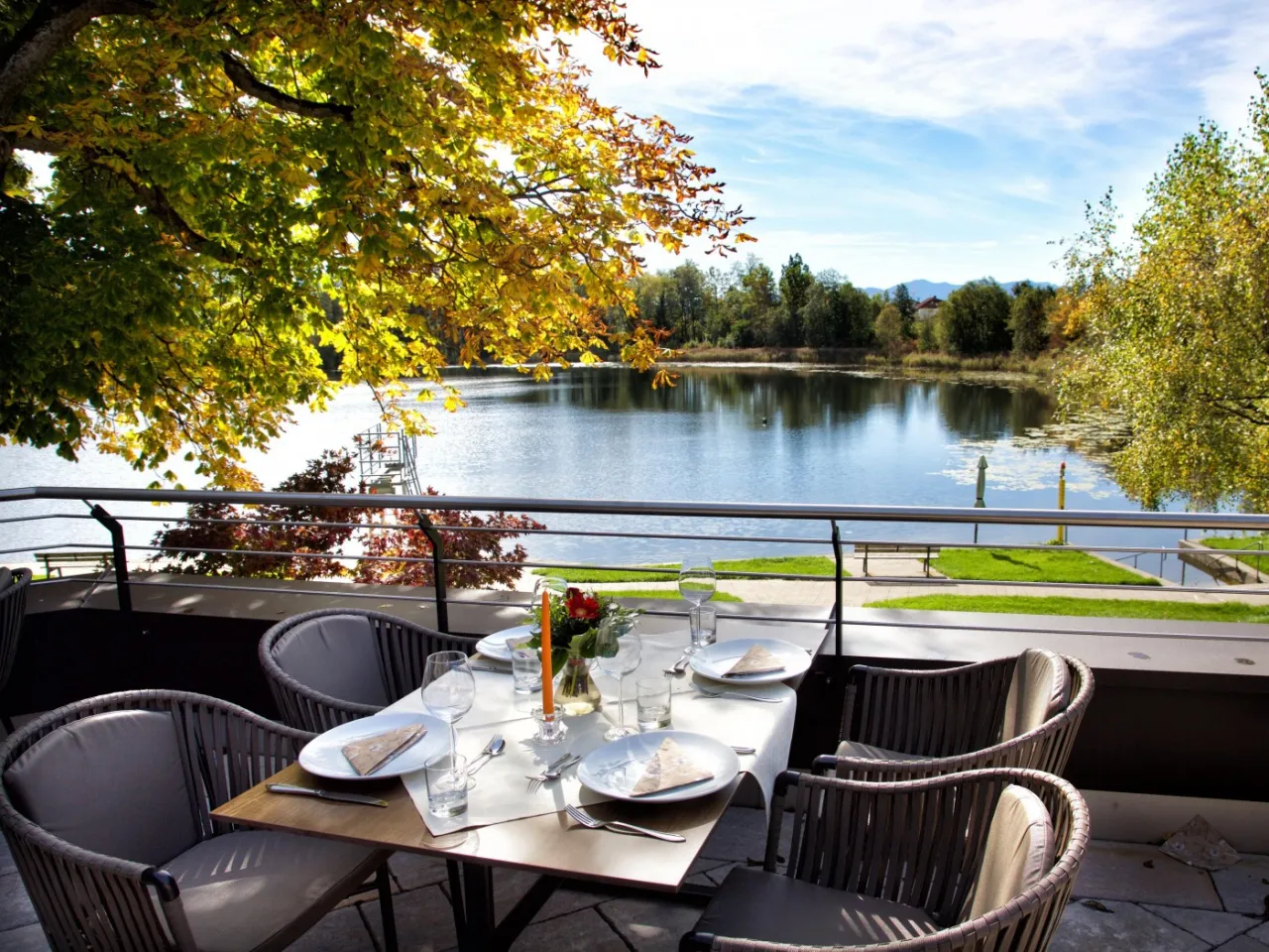 Öschlesee Seebad Restaurant Panoramablick