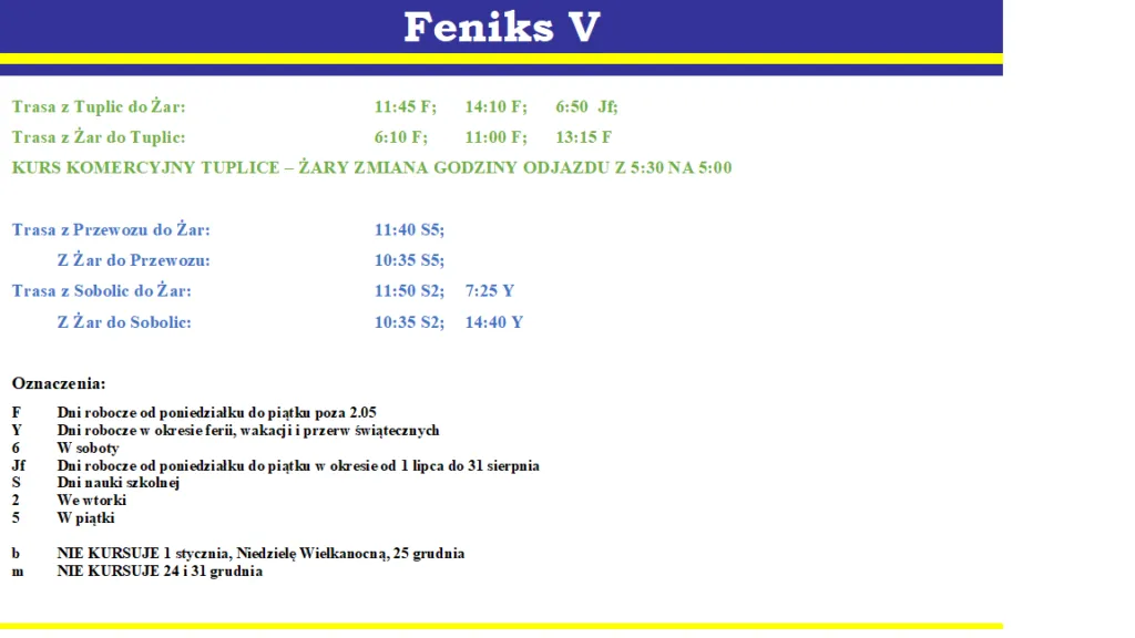 Rozkład jazdy autobusów Zielona Góra Żary Feniks V
